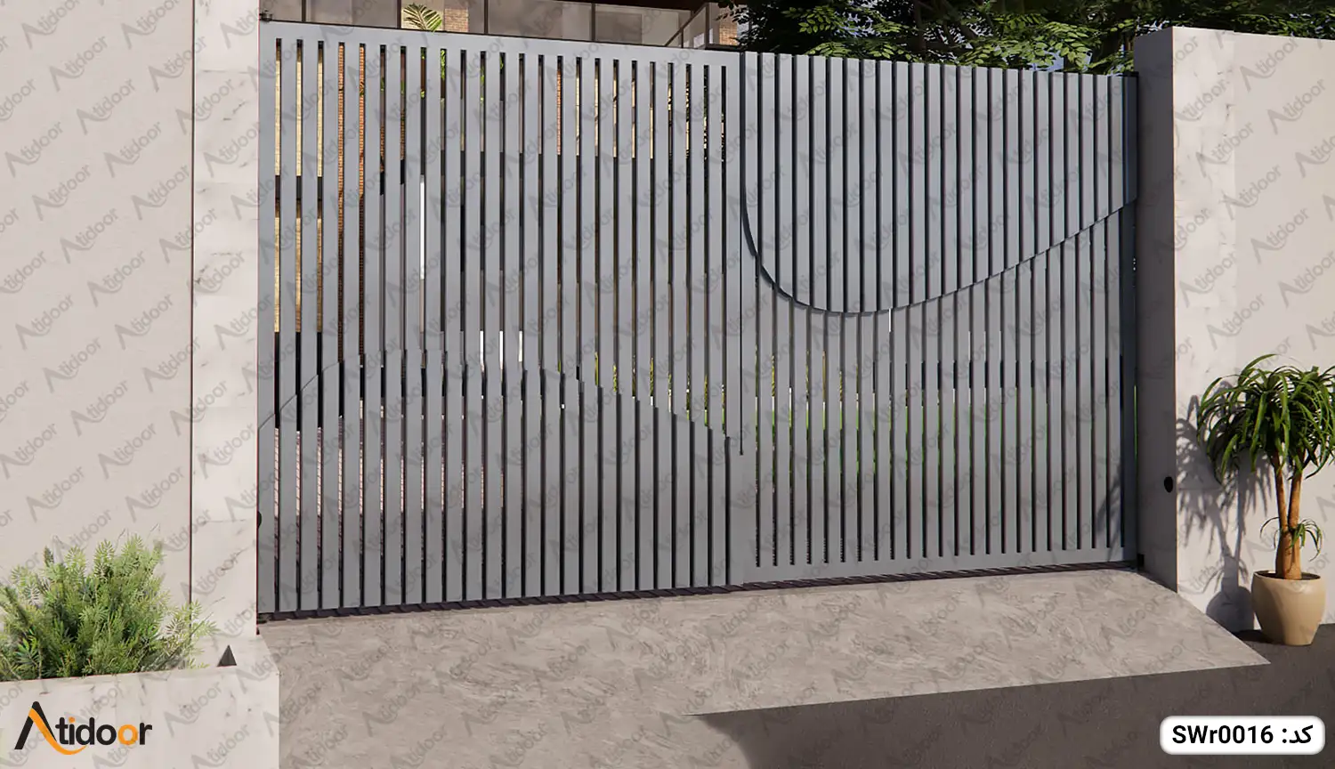 درب پارکینگ دو لنگه فلزی کد SWr0016 3 درب پارکینگ دو لنگه فلزی کد SWr0016
