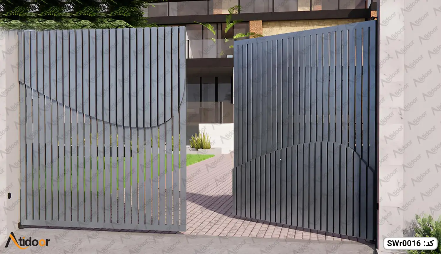 درب پارکینگ دو لنگه فلزی کد SWr0016 4 درب پارکینگ دو لنگه فلزی کد SWr0016-2