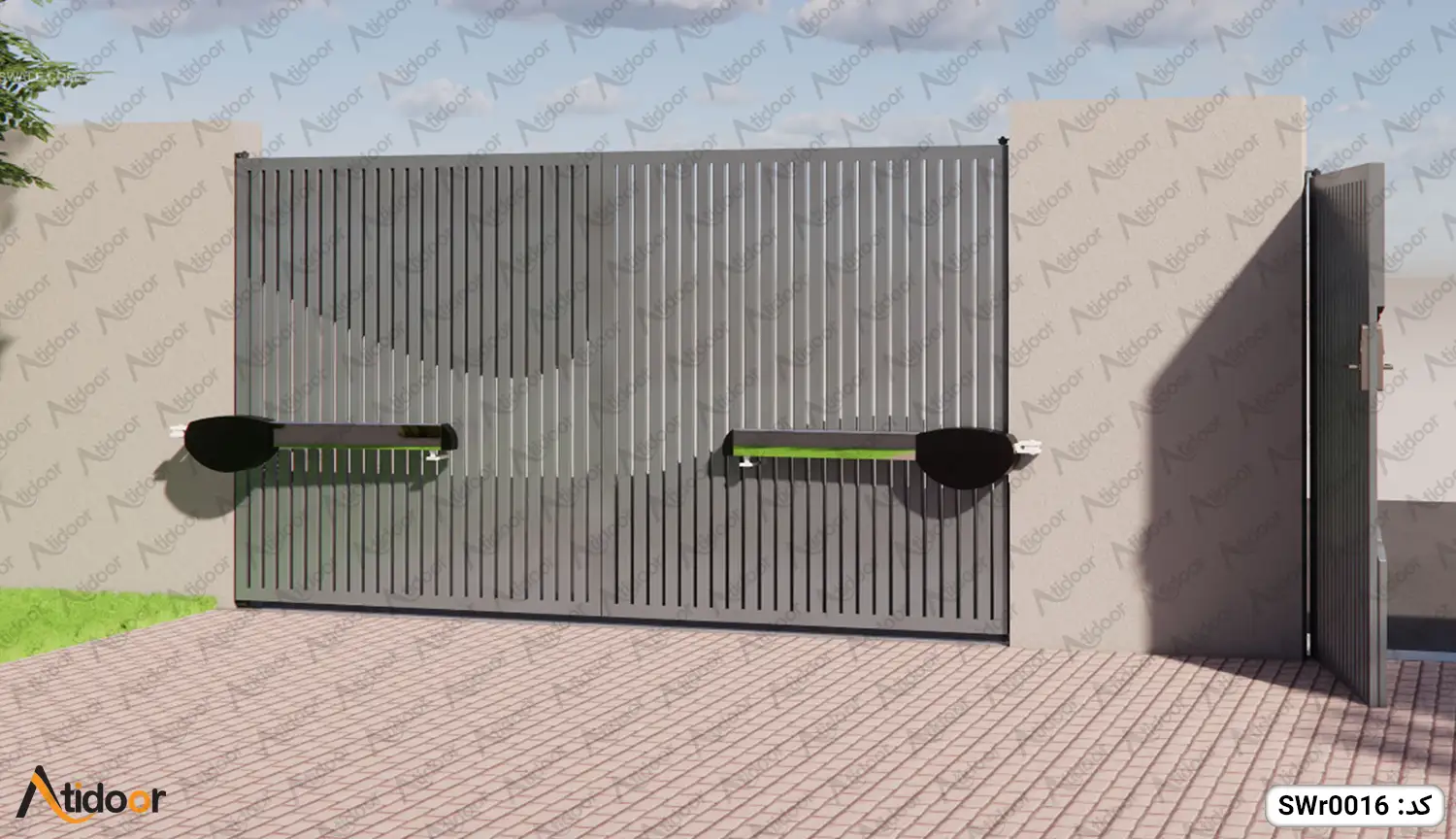 درب پارکینگ دو لنگه فلزی کد SWr0016 5 درب پارکینگ دو لنگه فلزی کد SWr0016-3