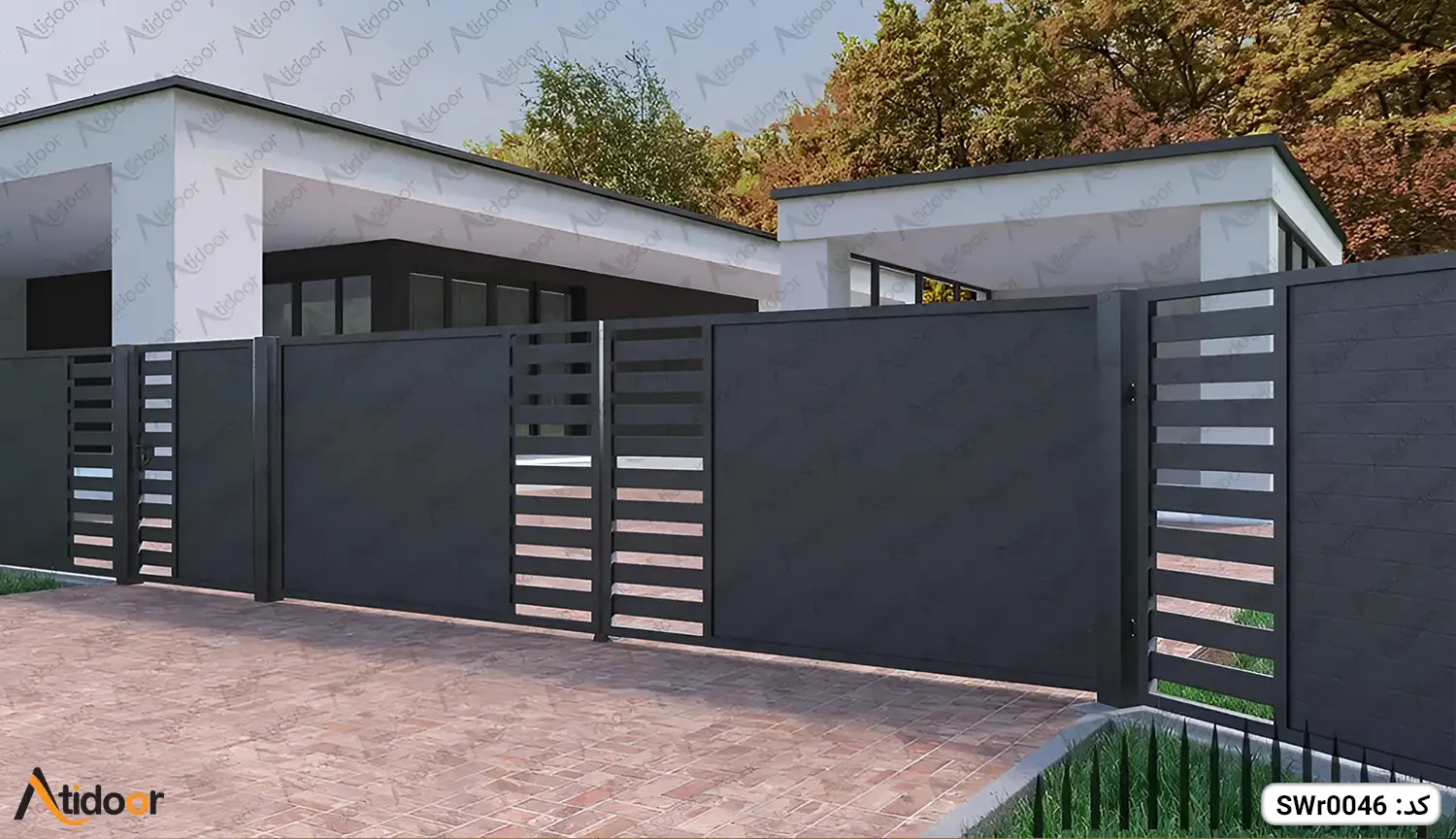 درب پارکینگ دو لنگه فلزی کد SWr0046 3 درب پارکینگ دو لنگه فلزی کد SWr0046