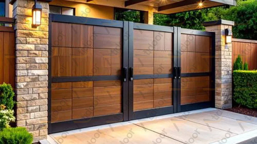 درب پارکینگ چوب و فلز